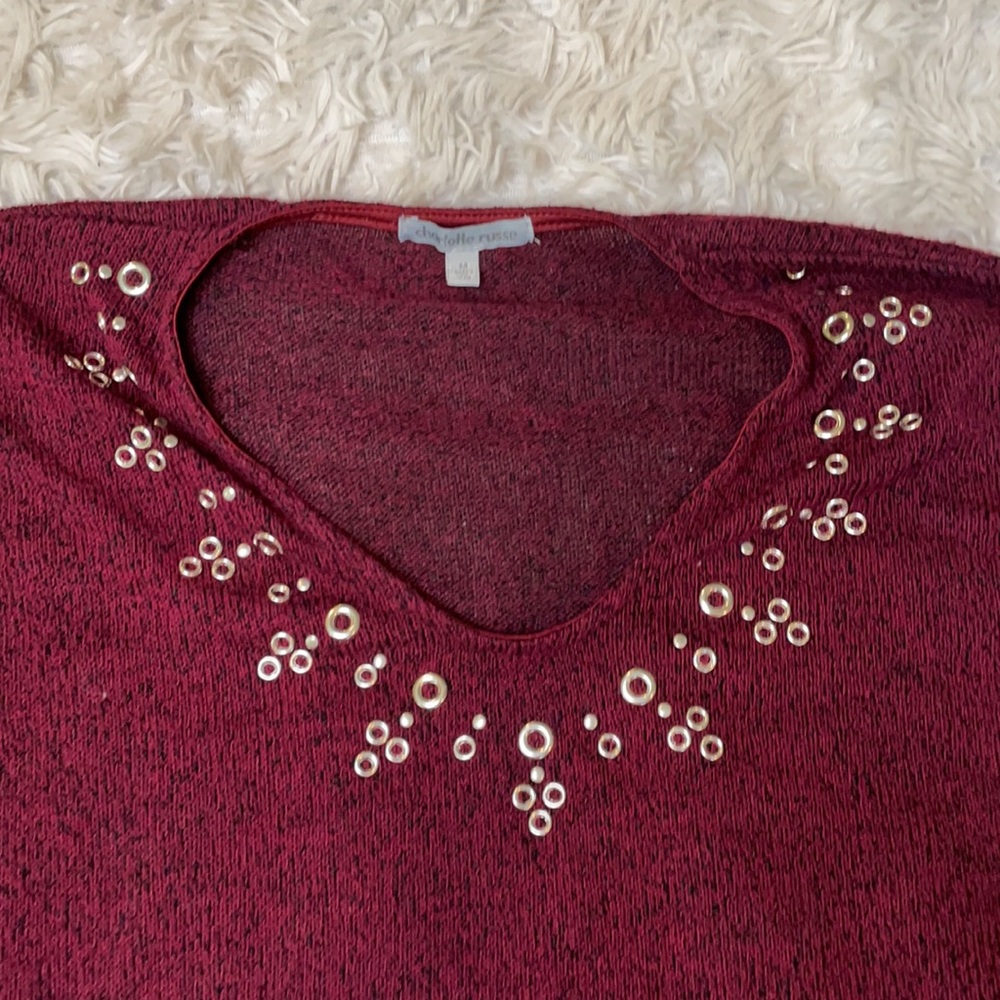 Charlotte Russe Burgundy 3/4 Sleeve Sweater - Size Medium - Picture 4 of 6